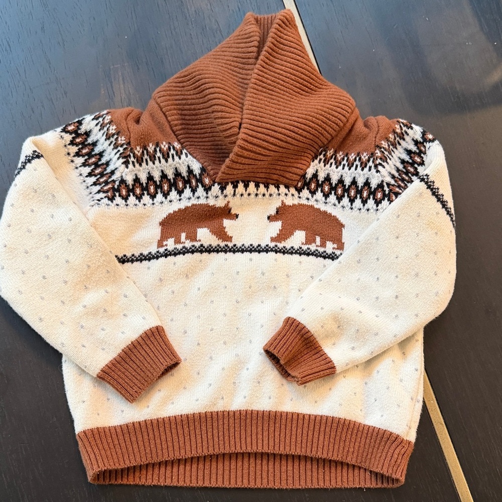 Like new Jaine and Jack Bear Fair Isle Shawl Collar Sweater